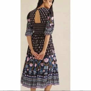 Anthropologie Dasha Smocked Midi Dress XS
